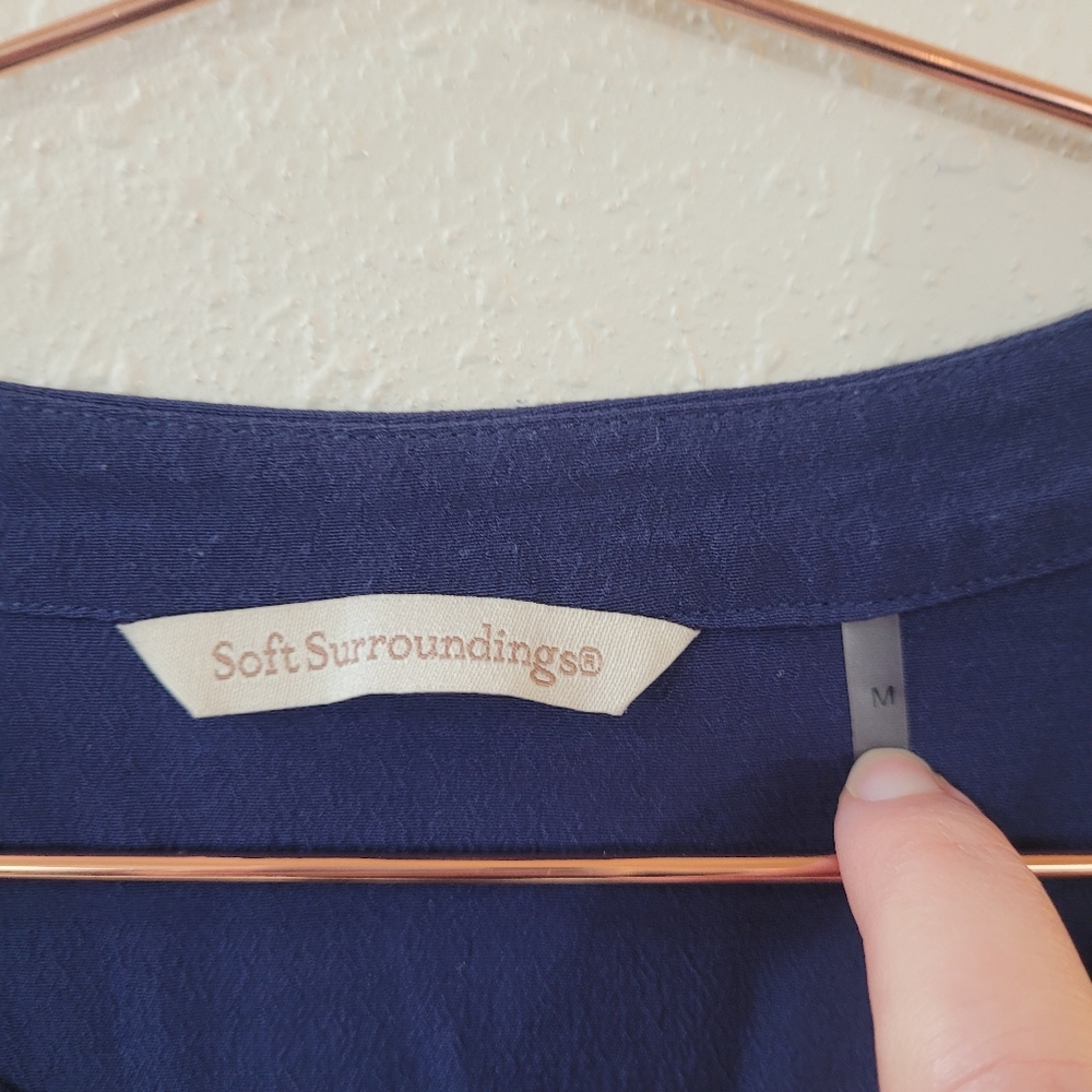 Soft Surroundings Navy Split Neck Button Tab Asym… - image 6